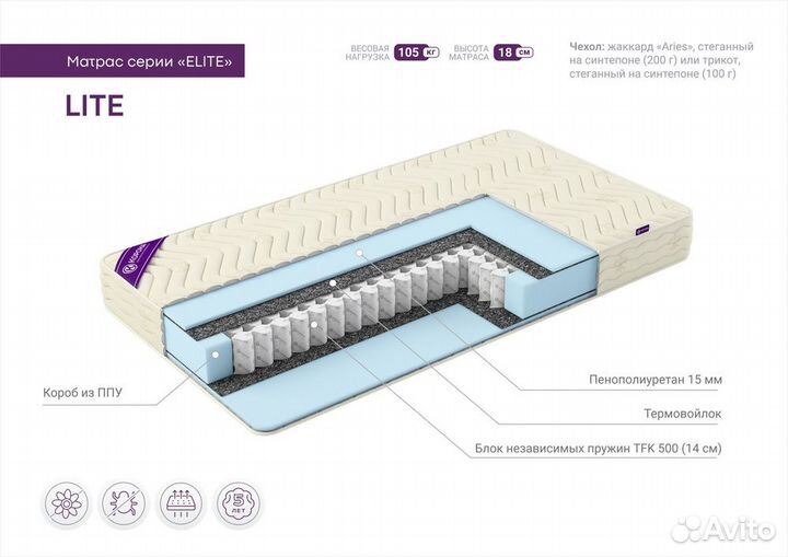 Матрас Elit Lite 140/200. В наличии. В упаковке