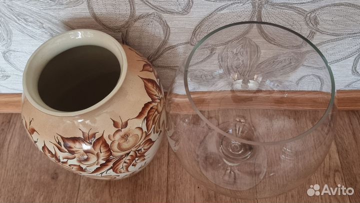 Керамическая и стеклянная Ваза