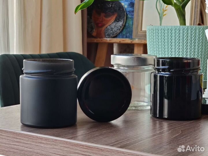 Стеклянная банка 200мл для свечей и косметики