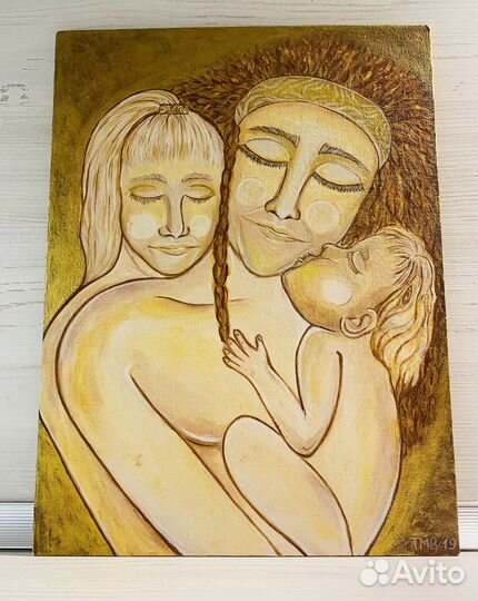 Картина «Счастье» акрил холст золото