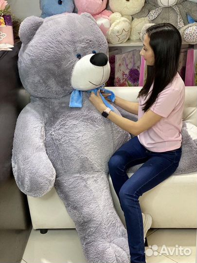 Большой плюшевый Мишка Олимп 195 см Дымчатый