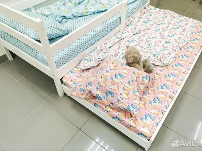 Кроватка с доп. местом из массива детская Софа Вык