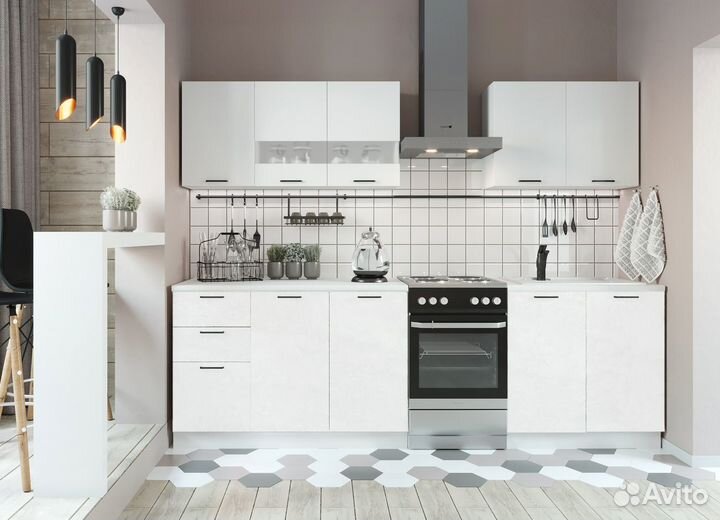 Кухонный гарнитур белый 2м