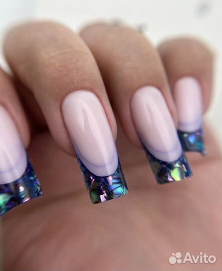 Наращивание ногтей, выкладной френч, маникюр