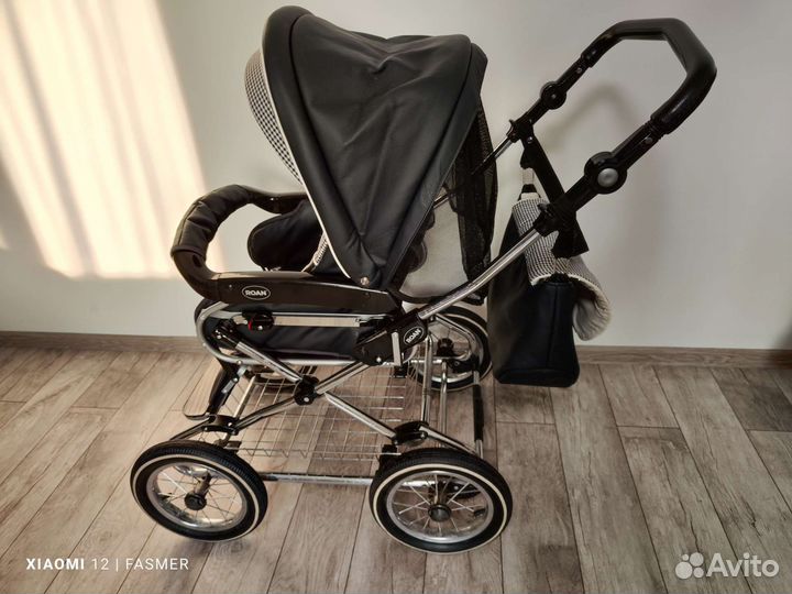 Детская коляска 2 в 1 эко кожа, черная