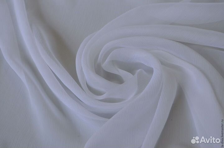 Тюль белая, матовый шифон с утяжелителем