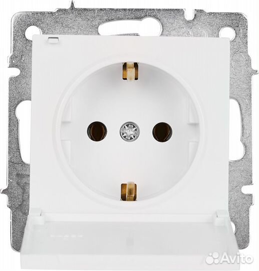 Розетка Vesna с заземлением с крышкой цвет белый