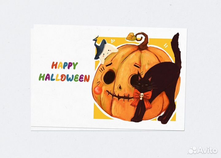 Halloween открытка на хеллоуин, хеллуин