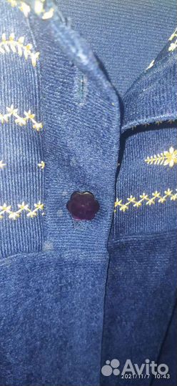 Халат синий велюровый гдр винтаж 80-х р. 46-48