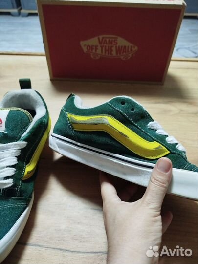 Кроссовки vans knu skool дутыши зелёные