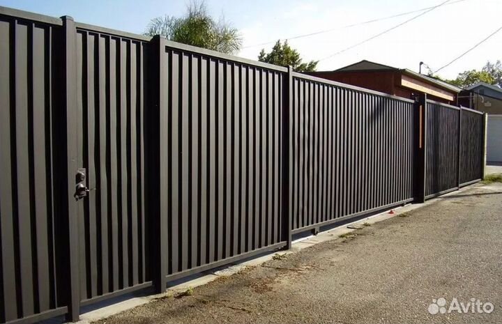 Откатные ворота из металла