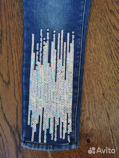 Джинсы утепленные с пайетками Acoola. р. 134