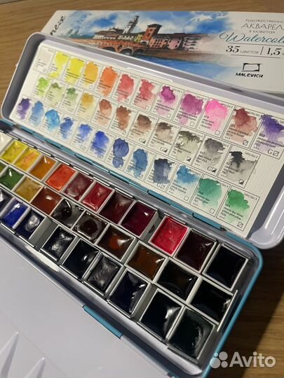 Акварельные краски Малевичъ 35 цветов
