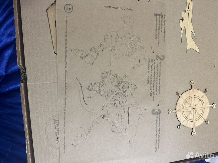 Деревянная карта мира из натурального дерева