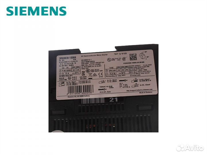 Устройство плавного пуска Siemens 3RW4038-1BB04