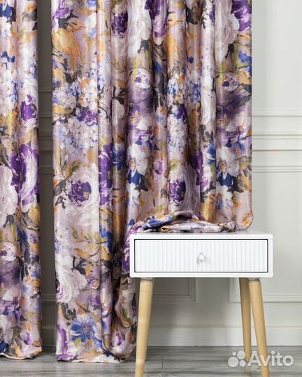 Шторы рогожка Медина сирень новые пошив