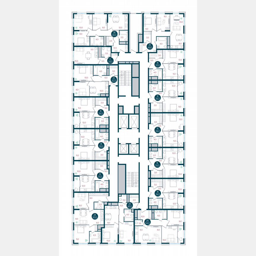 2-к. квартира, 49 м², 29/32 эт.
