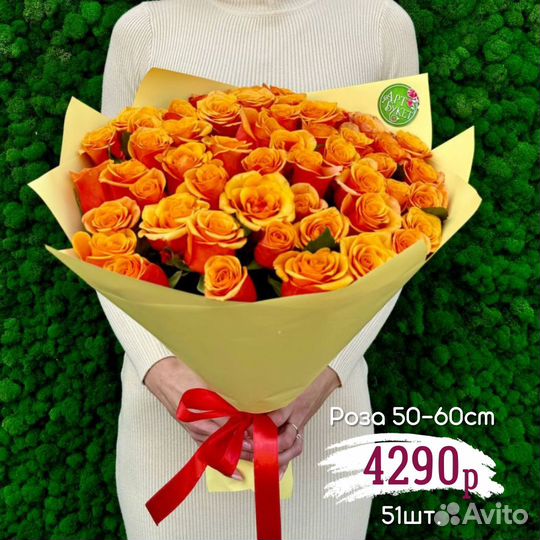 51 роза 50-60см с доставкой по Саратову, Энгельсу