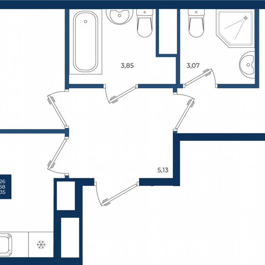 2-к. квартира, 49,4 м², 3/12 эт.