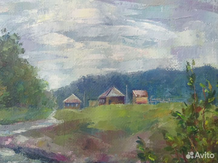 Картина пейзаж Река Природа Лето Лес