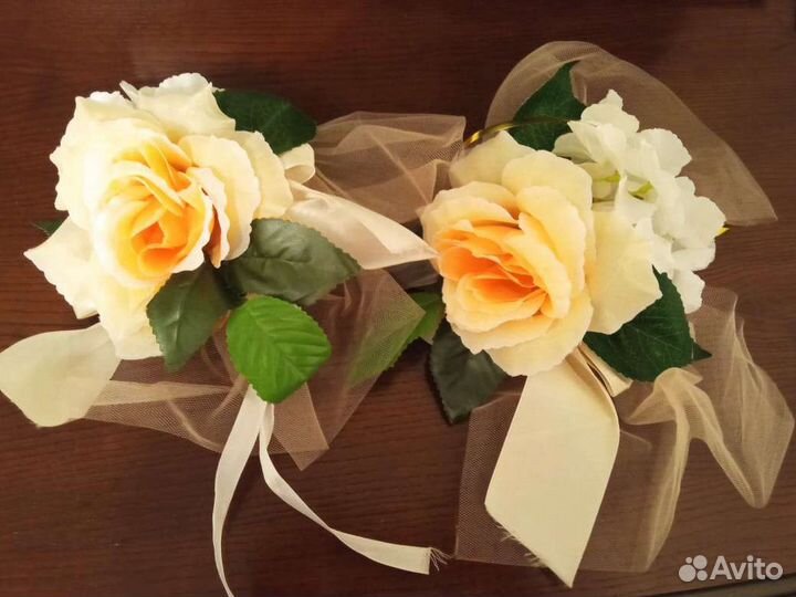 Свадебное украшение на зеркала авто