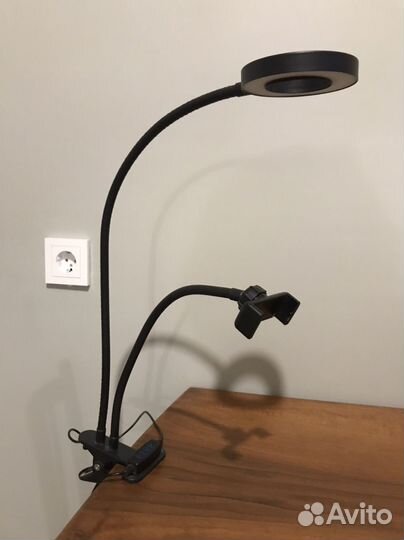 Штатив для телефона гибкий с кольцевой лампой