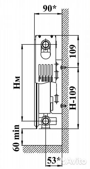 Стальной панельный радиатор Prado 11х400х1200