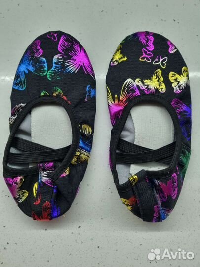 Балетки/чешки черные с рисунком 34р-р