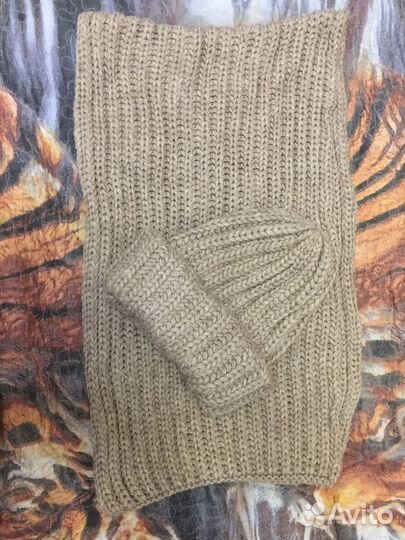 Шапка и снуд новый комплект очень крупная вязка