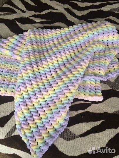 Плед детский плюшевый из пряжи Ализе Пуффи