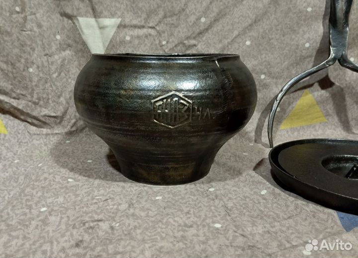Чугунок чугунный 4 л +Крышка Чугун+Сковорода+Ухват