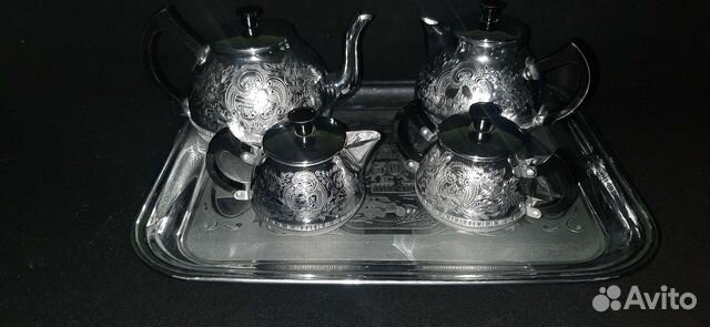 Чайно-кофейный сервиз, хромированный, СССР