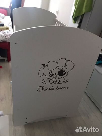 Детская кроватка с маятником и ящиком+ матрас IKEA