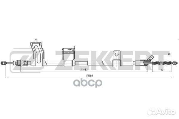 Трос стояночного тормоза левый Nissan Qashqai