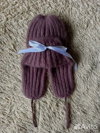 Шапка ушанка из натурального пуха норки