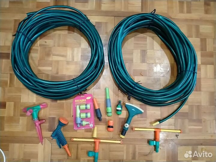 Шланги поливочные 50 м, 3/4 (2 шт) с насадками