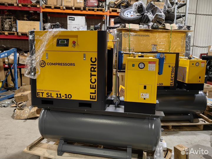 Компрессор 11 кВт винтовой 10 Бар на ресивере