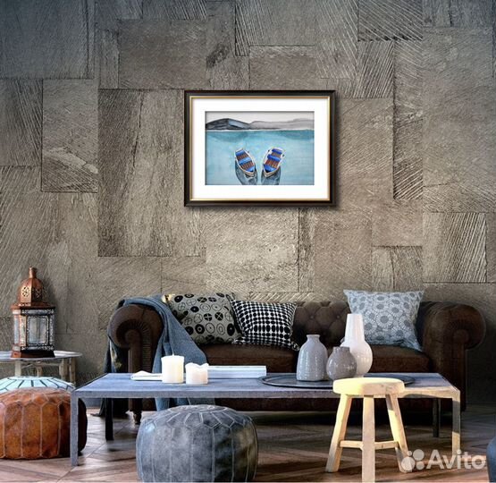 Живопись акварель. Картина лодки