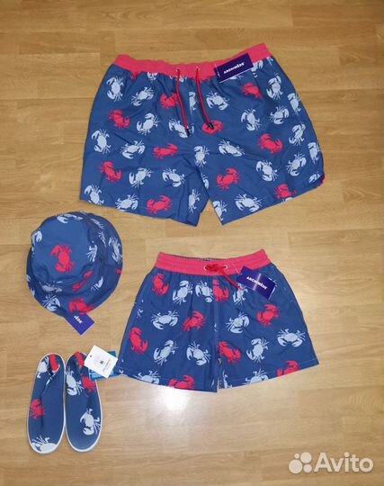 Family look папа сын пляж шорты панама 9-11 л