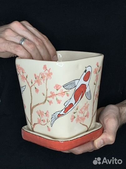 Кашпо для цветов керамическое ручной работы