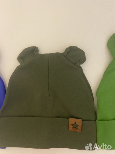 Шапка трикотажная новая с ушками