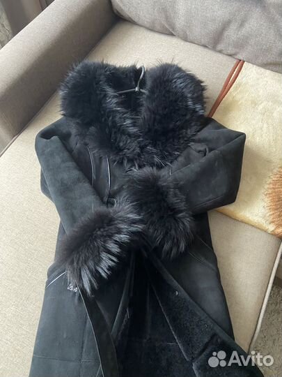 Дубленка натуральная женская черная 42 44