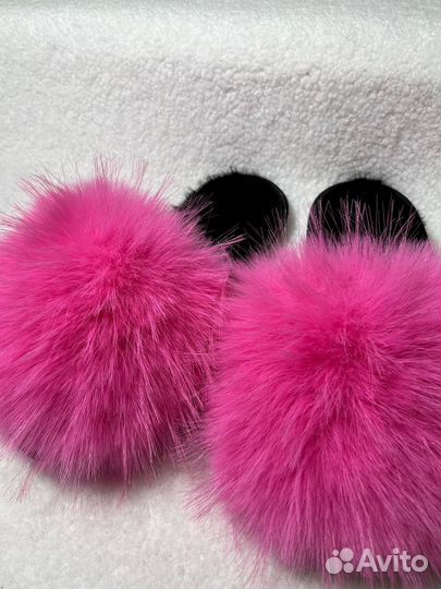 Тапочки женские домашние из меха, подарок на 8 мар