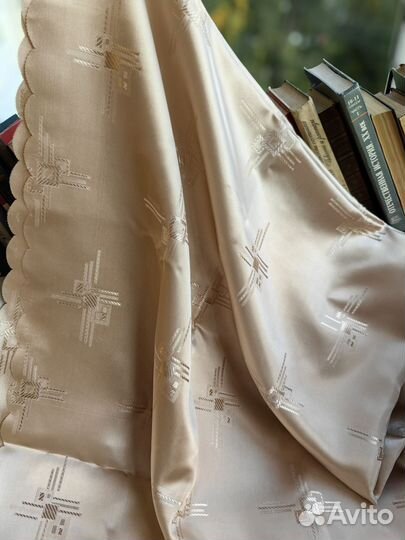 Кремовые шторы портьеры 2 шт