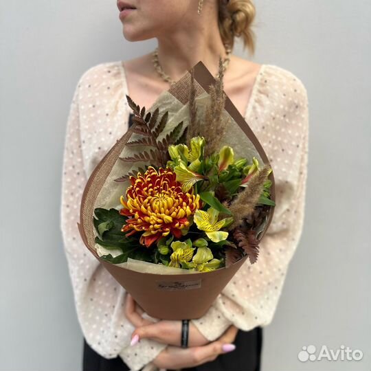 Букет цветов «Сентябрь горит» (хризантема Фуэго)