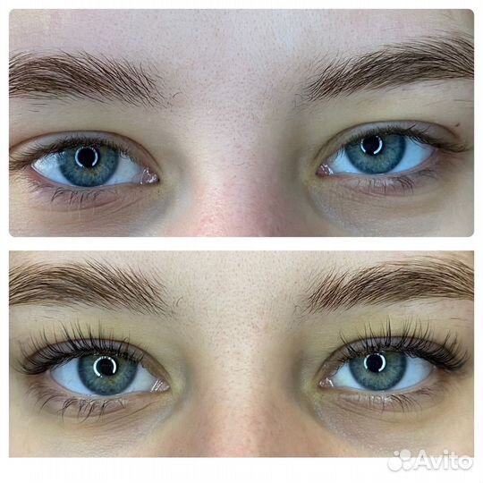 Ламинирование ресниц, коррекция бровей