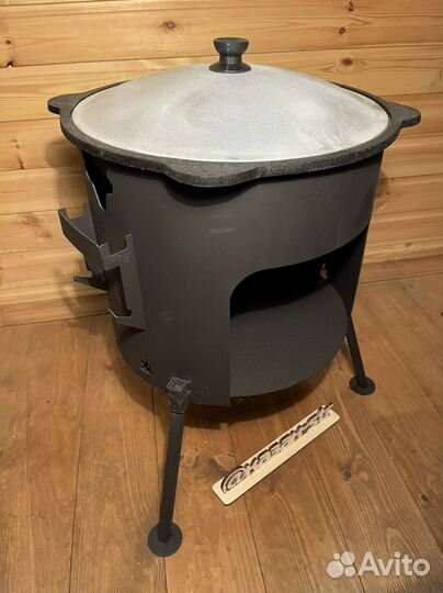 Казан чугунный 8 литров + печь + шумовка