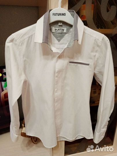 Рубашка белая 122 с длинным рукавом