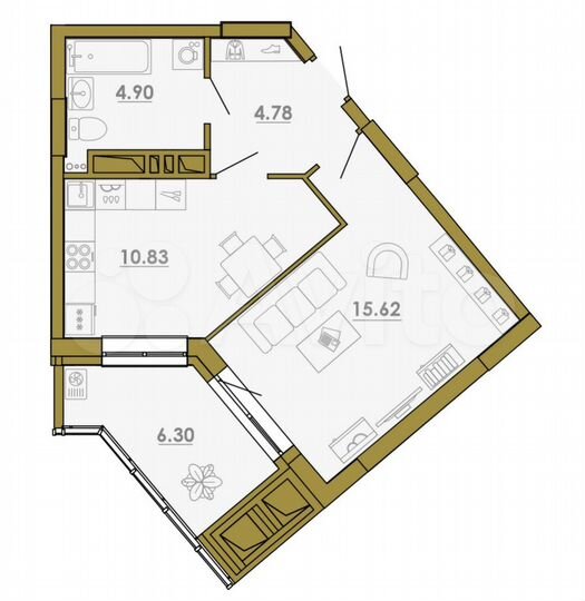 1-к. квартира, 39,1 м², 12/23 эт.