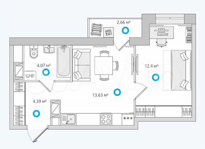 1-к. квартира, 34,8 м², 10/17 эт.